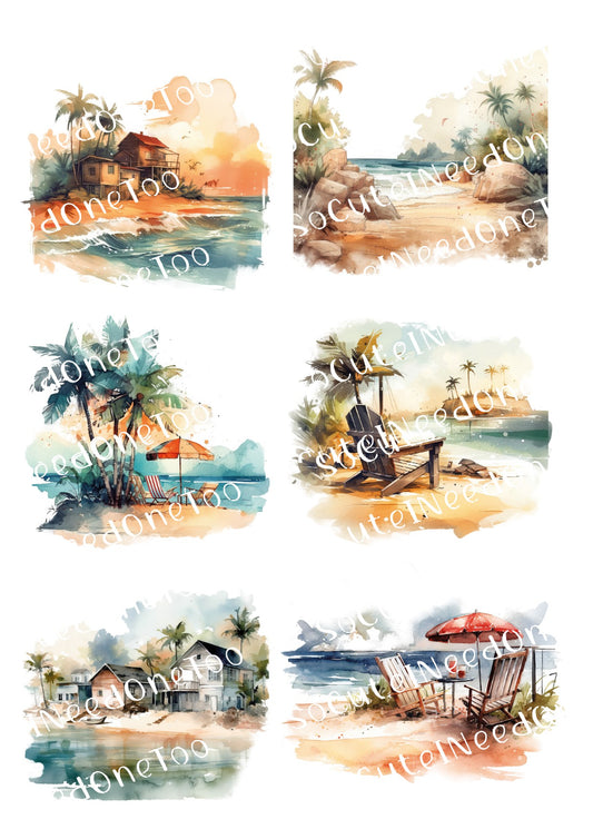 Watercolor Beach Life Waterslide Decals - SoCuteINeedOneToo