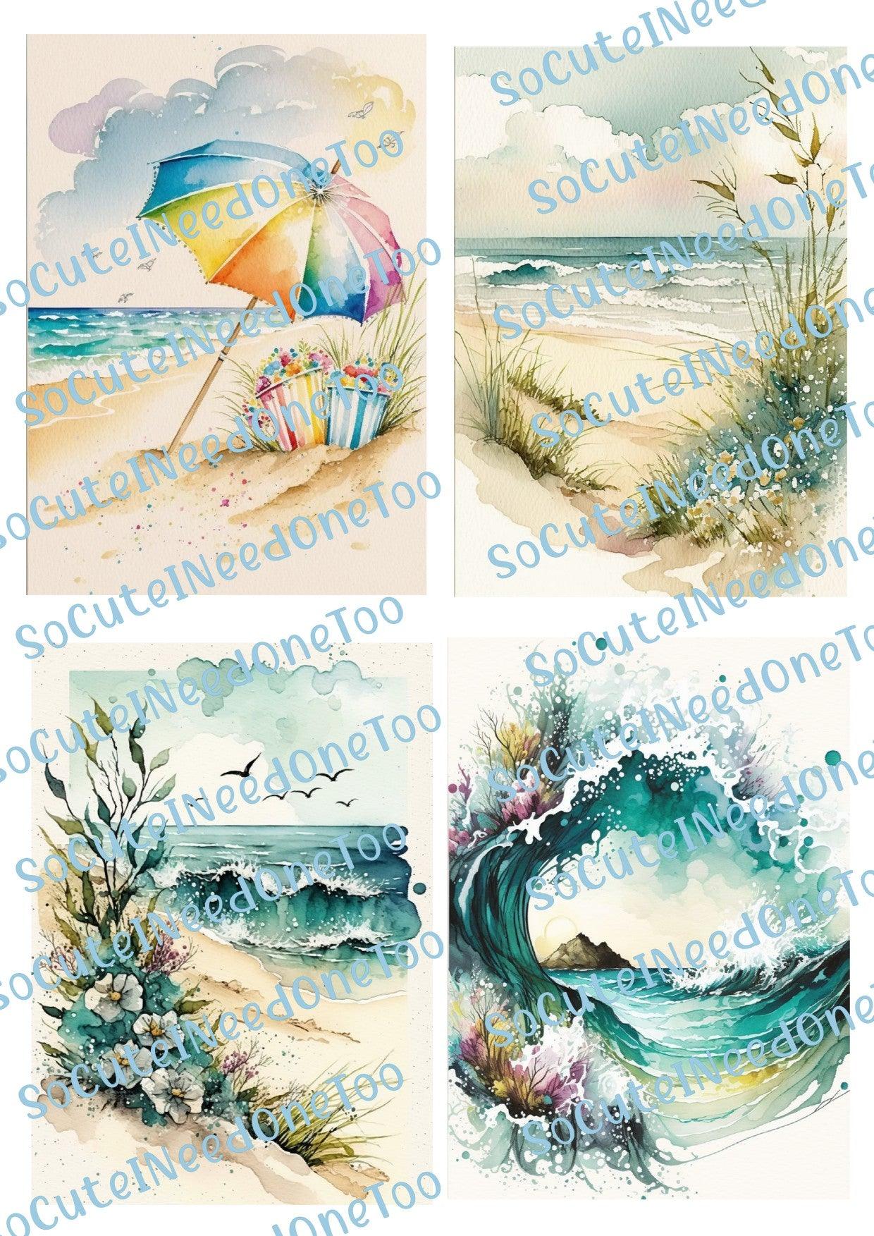 Watercolor Beach Waterslide Decals - SoCuteINeedOneToo