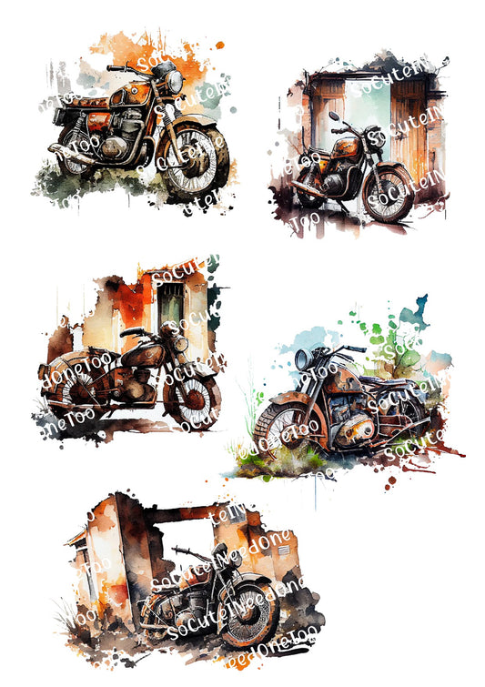 Watercolor Bikes Waterslide Decals - SoCuteINeedOneToo