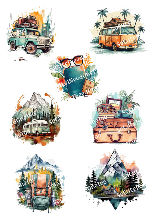 Watercolor Van Life Waterslide Decals - SoCuteINeedOneToo