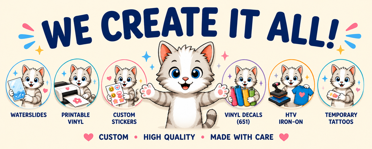We Create It All - Bobcat and category icons for waterslides, printable vinyl, custom stickers, vinyl decals, HTV iron-on and temporary tattoos