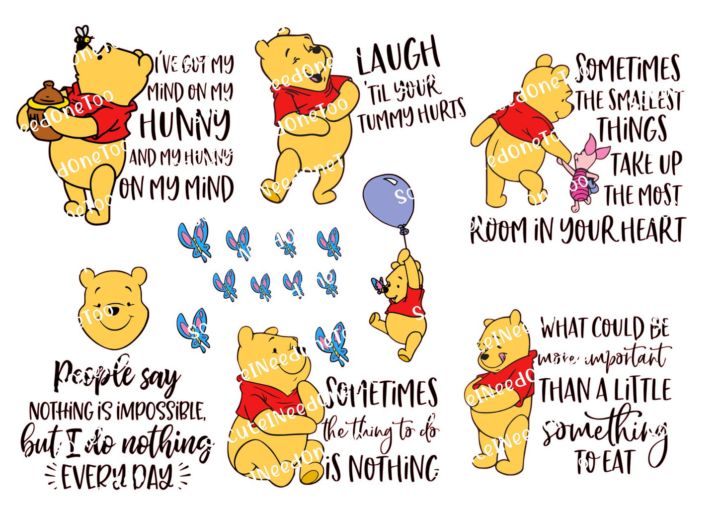 Winnie the Pooh Quotes Waterslide Decals - SoCuteINeedOneToo