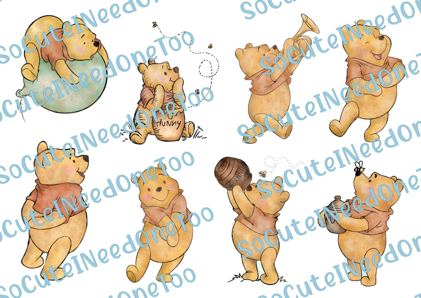 Winnie the Pooh - Watercolor Decals - SoCuteINeedOneToo