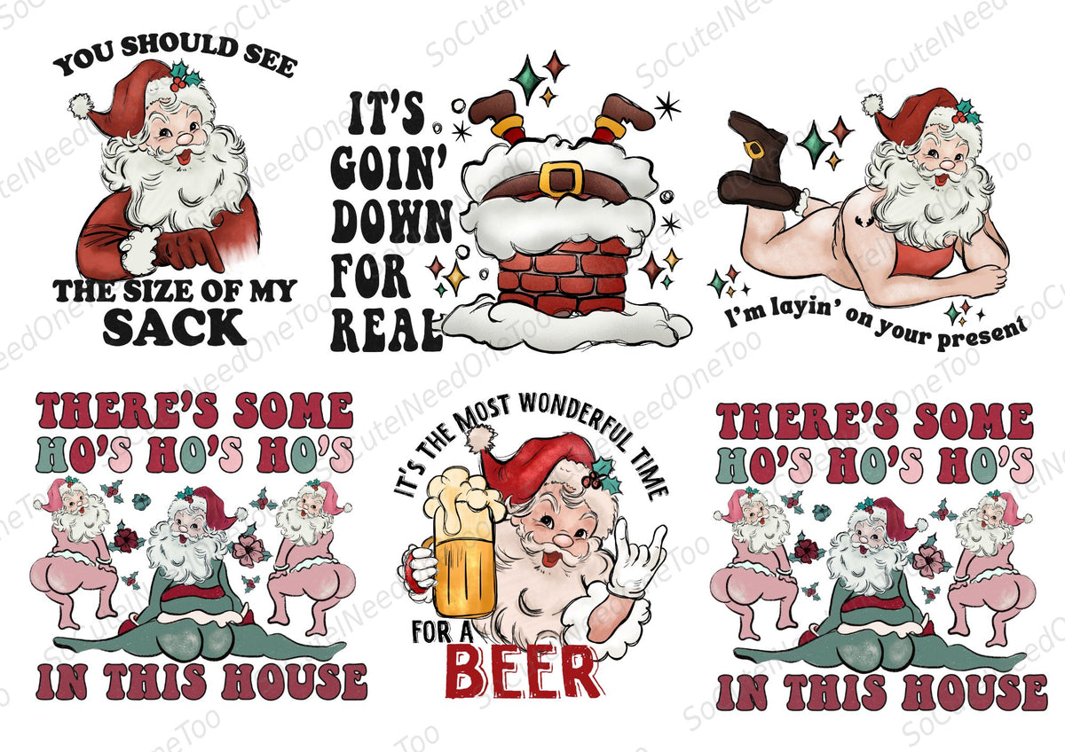 You Should See the Size of My Sack Waterslide Decals - naughty Santa designs - SoCuteINeedOneToo
